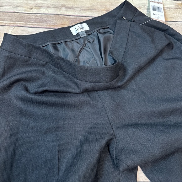 Le Suit Women’s black Herringbone Dress Pants Straight Leg 12 - Picture 2 of 5